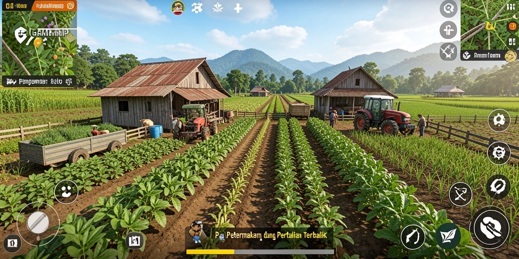 Tangkapan layar GAMERP menampilkan aktivitas seru dalam bertani dan beternak.