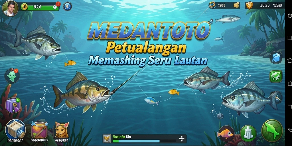Tampilan gameplay seru dalam MEDANTOTO saat menangkap ikan.