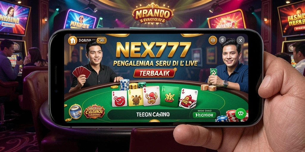 Tampilan gameplay seru dari NEX777 di Live Casino dengan dealer langsung.
