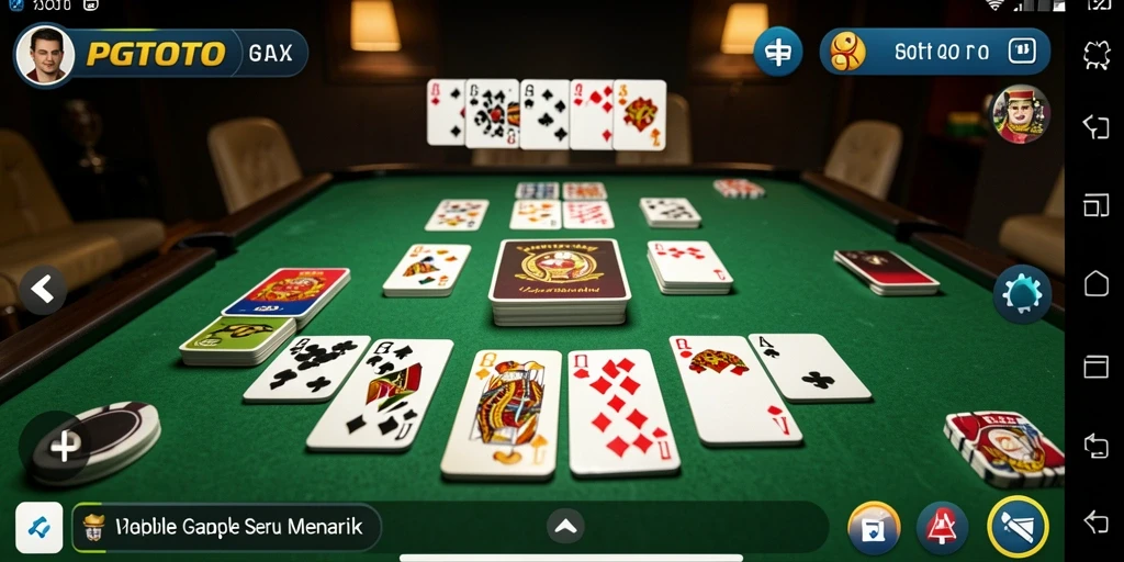 Screenshot PGTOTO menampilkan aksi seru permainan Gaple dengan teman-teman.